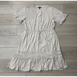 LAUREN RALPH LAUREN Black Label Ivory‎ Midi Dress Ruffle Cottage Lagenlook XXL